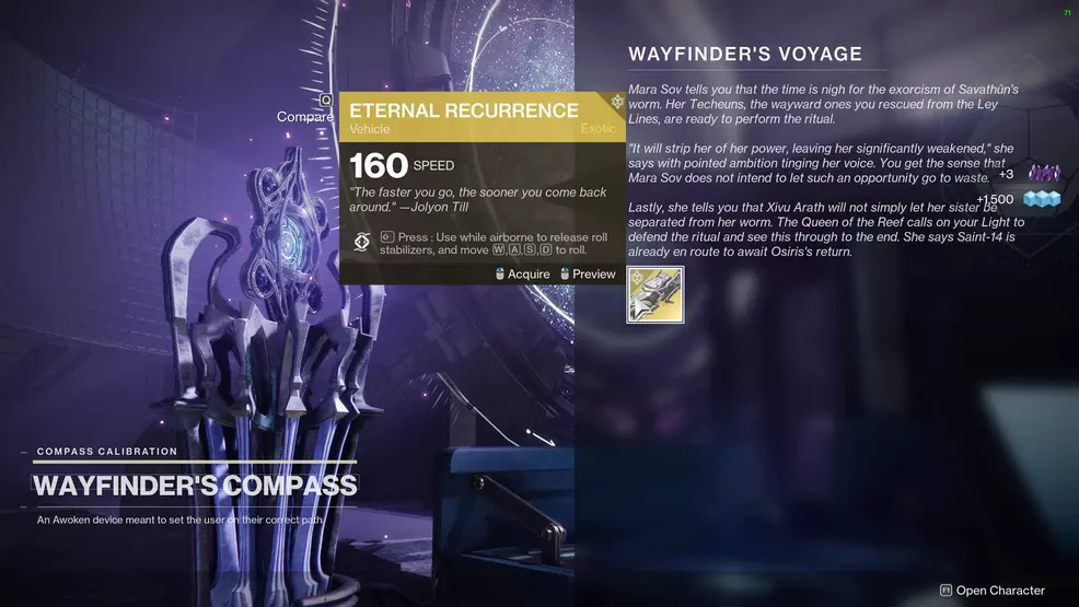 destiny 2 wayfinder's voyage quest eternal recurrence