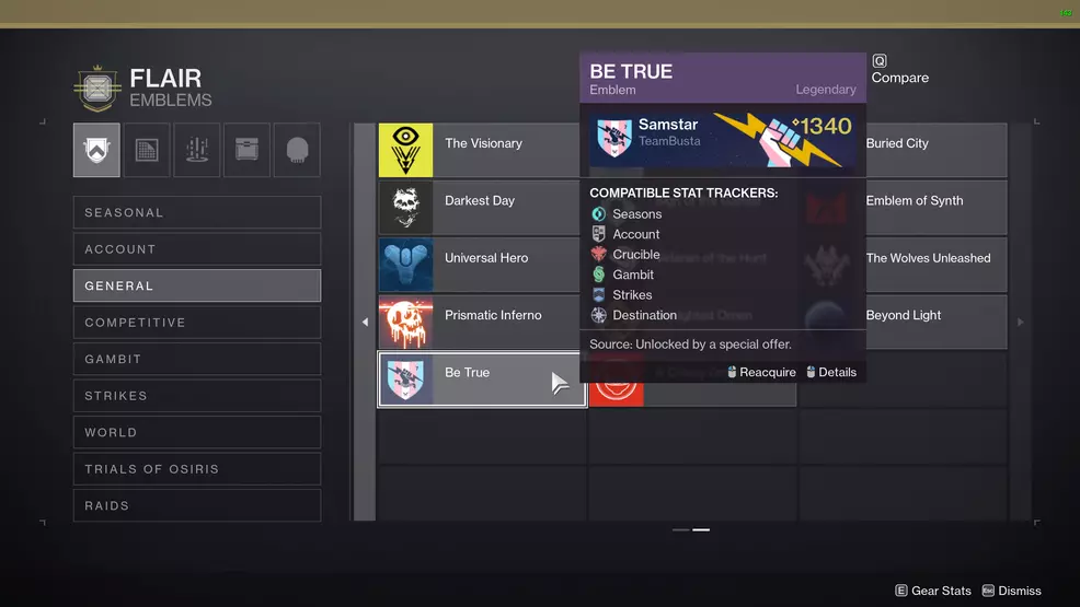 destiny 2 be true emblem collections