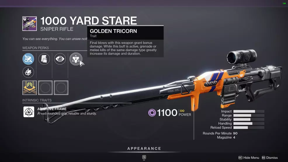 destiny 2 1000 yard stare god roll