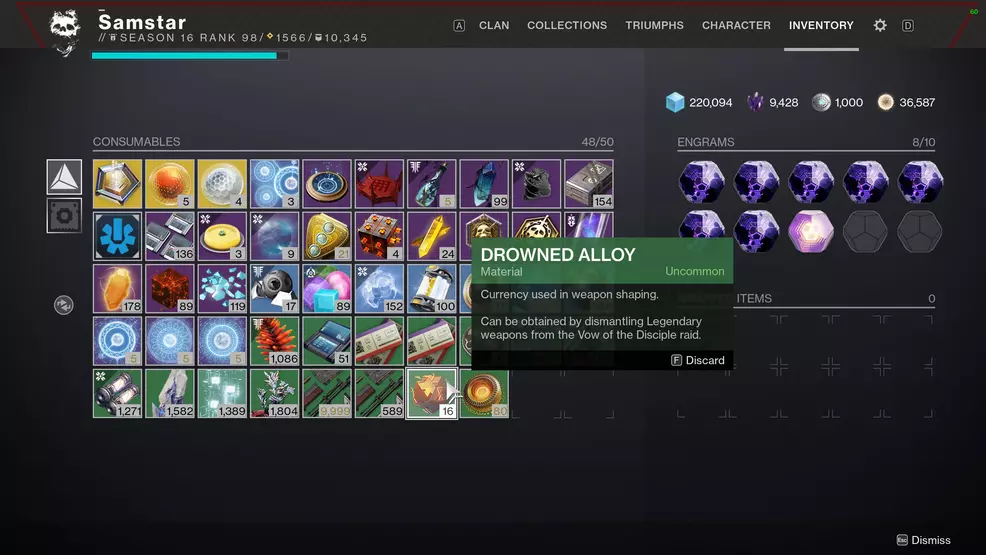 destiny 2 crafting materials alloys and elements