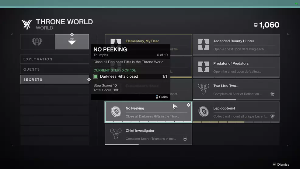 destiny 2 darkness rifts no peeking triumph
