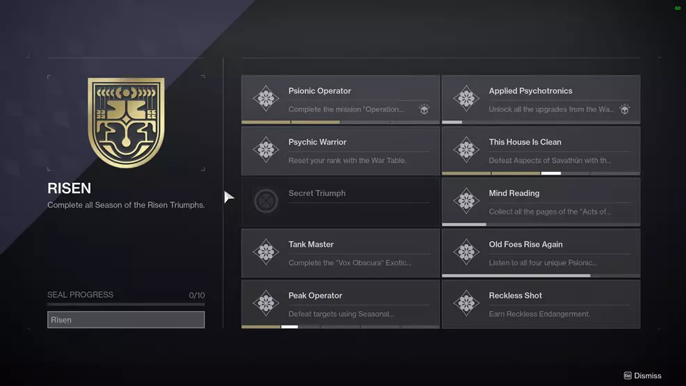 destiny 2 season of the risen triumphs risen title