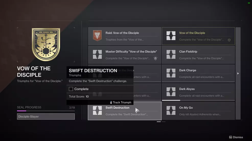 destiny 2 swift destruction challenge vow of the disciple raid