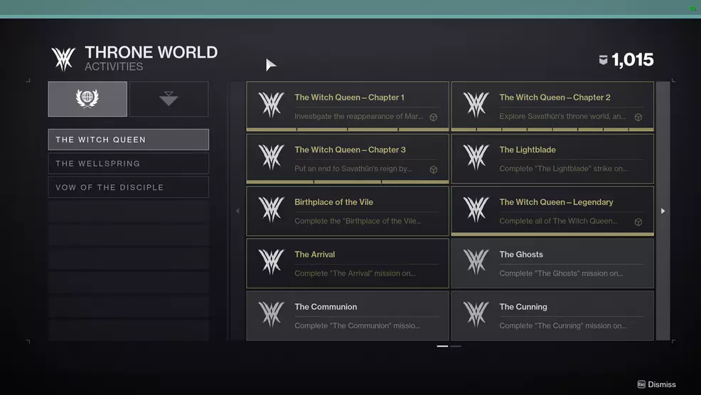 destiny 2 witch queen throne world triumphs