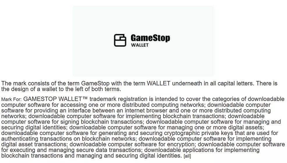 GME Entertainment, LLC's trademark for GameStop Wallet seems to cover its bases for software, applications, and services related to crypto transactions and storage.