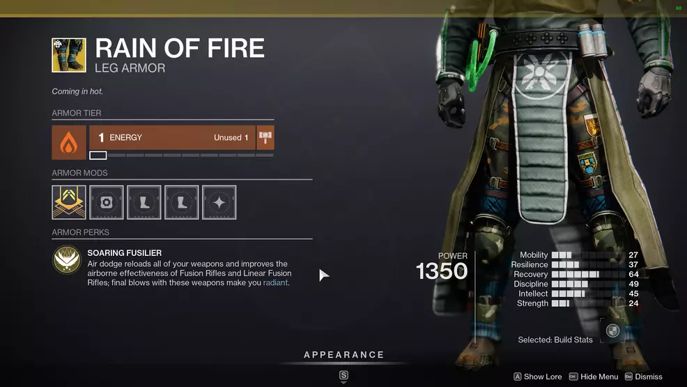 destiny 2 exotic warlock armor rain of fire