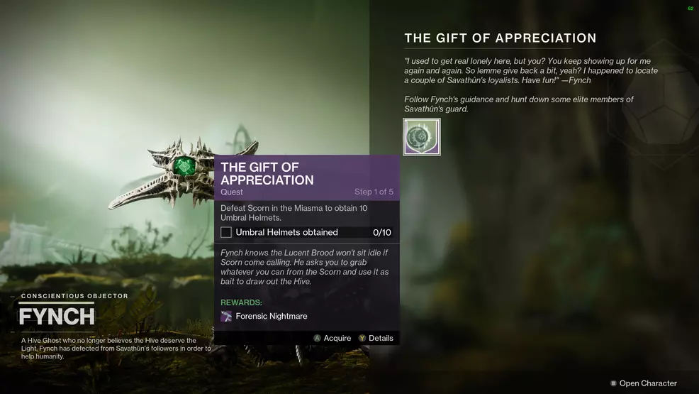 destiny 2 forensic nightmare gift of appreciation