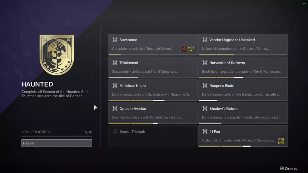 destiny 2 reaper title triumphs