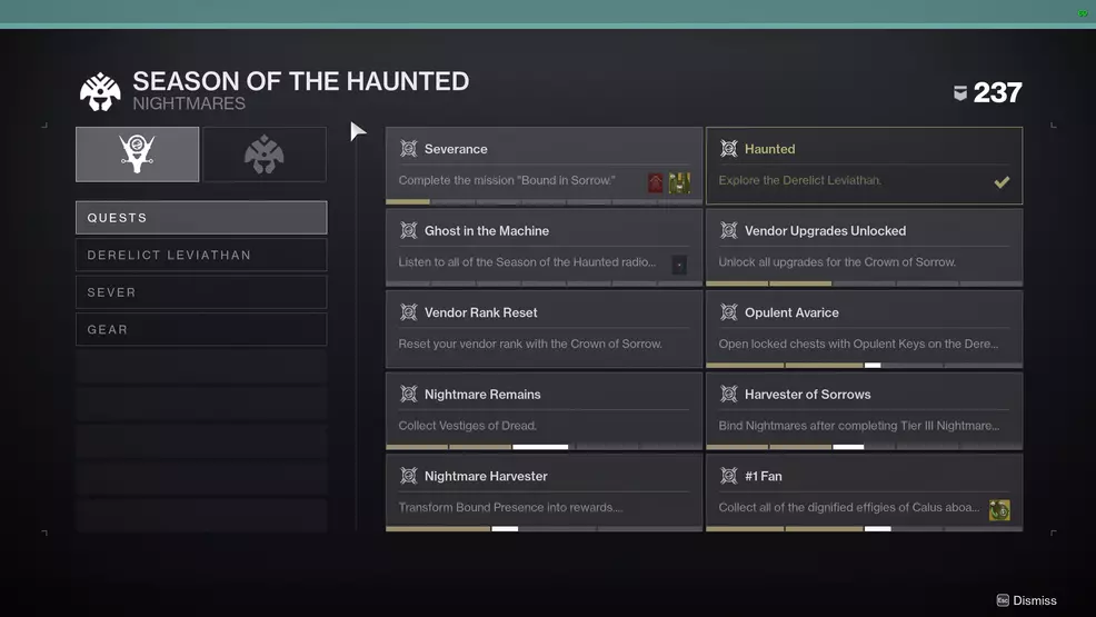 destiny 2 season of the haunted triumphs