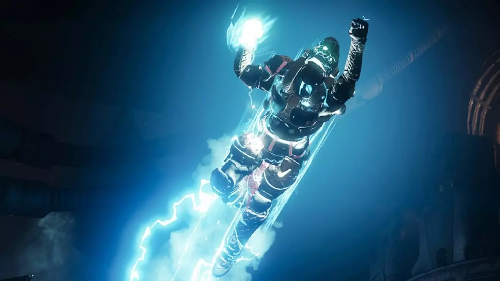 A Titan class from Destiny 2 using its Arc Super.