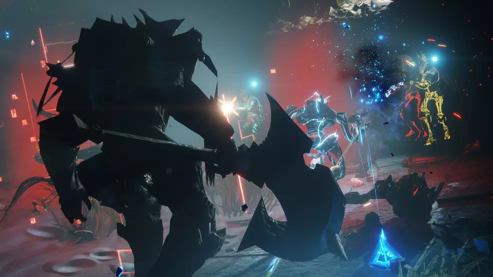 Image shows a Hive commander approaching Guardians Image shows a Hive commander approaching Guardians