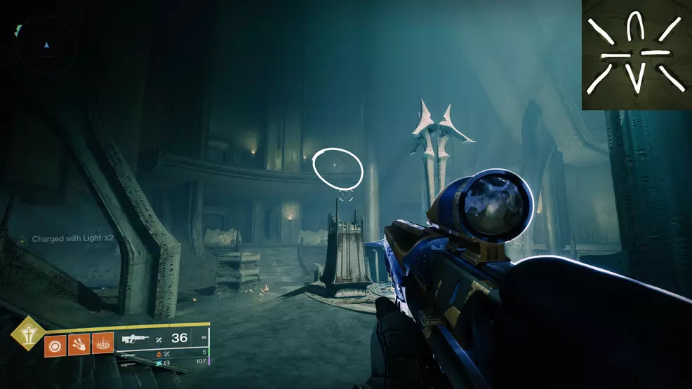 Image shows the third Oryx extra chest symbol at Annihilator Totem encounter