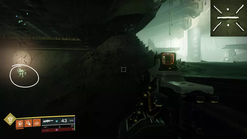 Image shows the sixth Oryx extra chest symbol in Golgoroth's arena