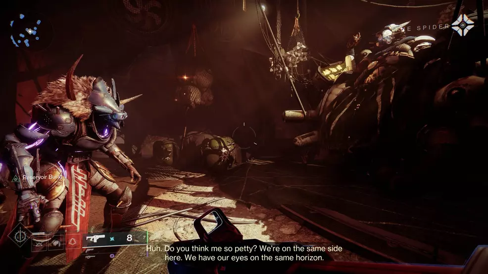 An image showing a conversation from the Sails of the Shipstealer quest in Destiny 2