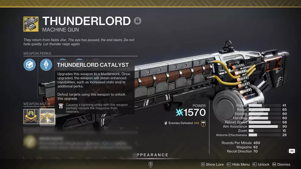 An image showing the Thunderlord catalyst in Destiny 2