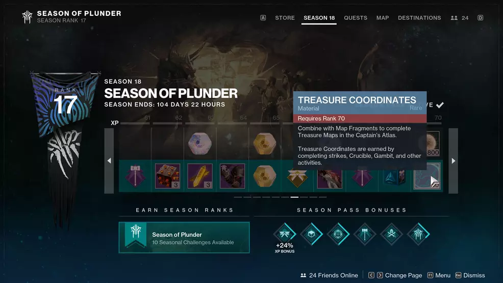 A screenshot showing how to earn Treasure Coordinates in Destiny 2.