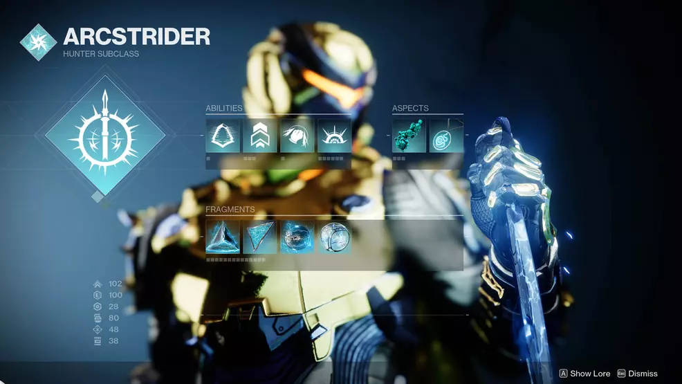 Showing the subclass screen for Arc 3.0 on a Hunter in Destiny 2