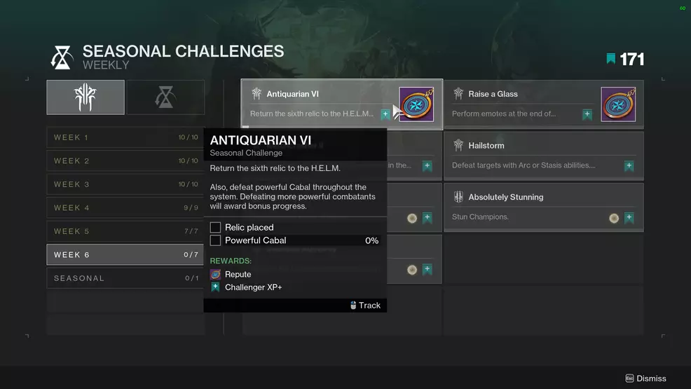 The Antiquarian IV weekly challenge in Destiny 2 needs Powerful Cabal defeats