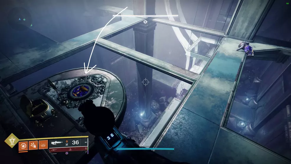 The final dunk location for the Heartshadow Exotic catalyst, above the block covered with white cloth