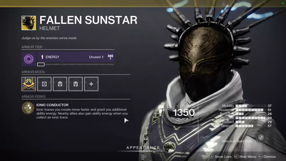 Fallen Sunstar Exotic helmet for Warlock