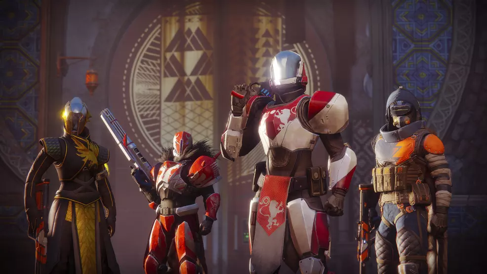 Image shows four Guardians standing together before a Crucible match