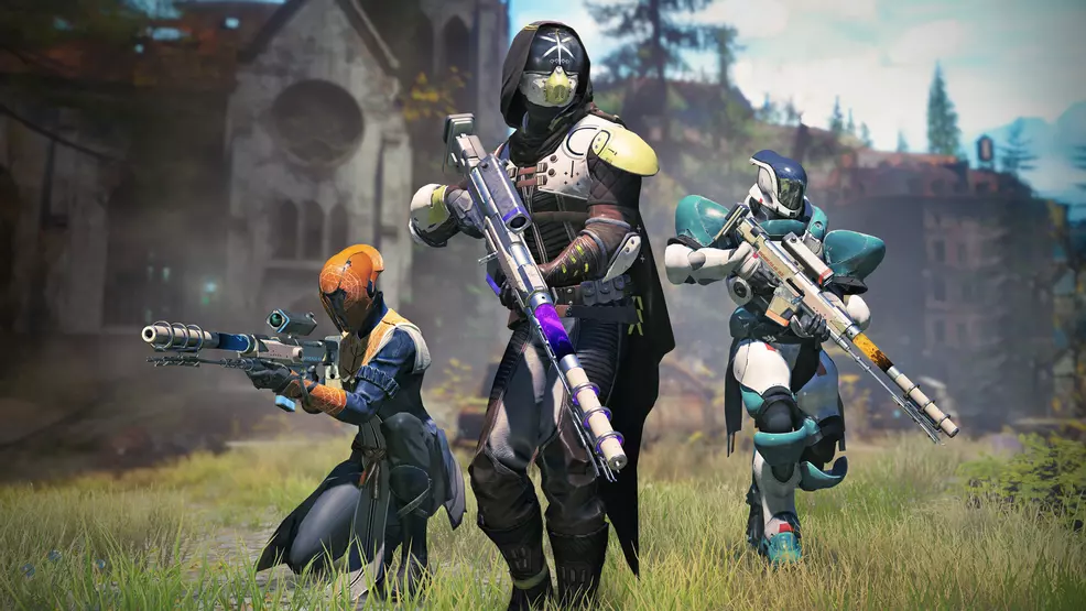 Image shows three Guardians on the EDZ in Destiny 2