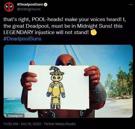 Deadpool takes over the Midnight Suns Twitter.