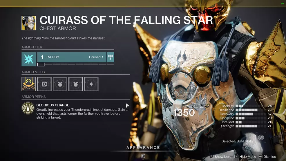 Cuirass of the Falling Star for an Arc Titan build in Destiny 2