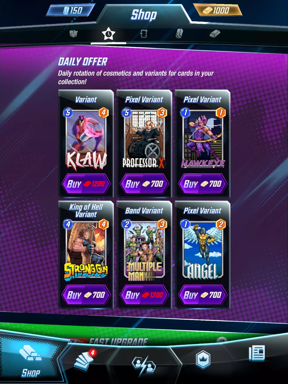 Variants in the Marvel Snap shop