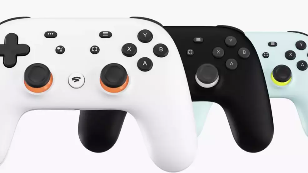 Three Google Stadia controllers