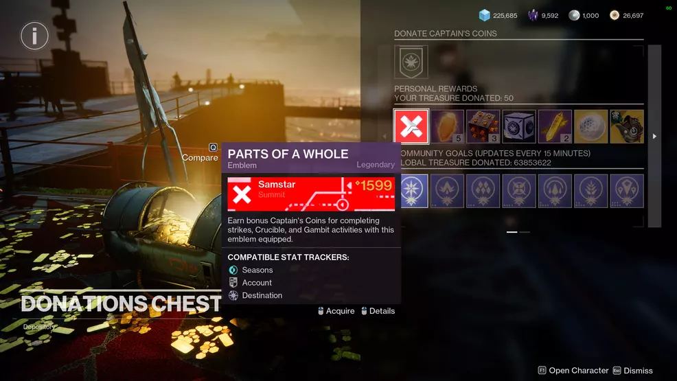 The Parts of a Whole emblem reward for donating Captain's Coins