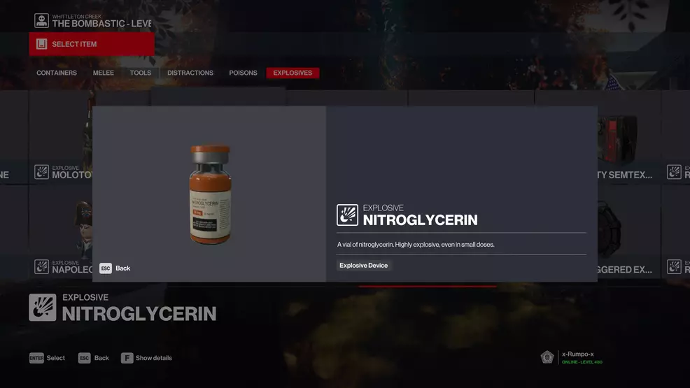 A vial of nitroglycerine in Hitman 3