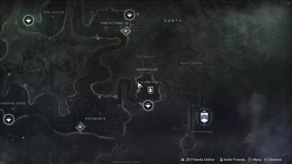 A map of the EDZ highlighting Widow's Walk