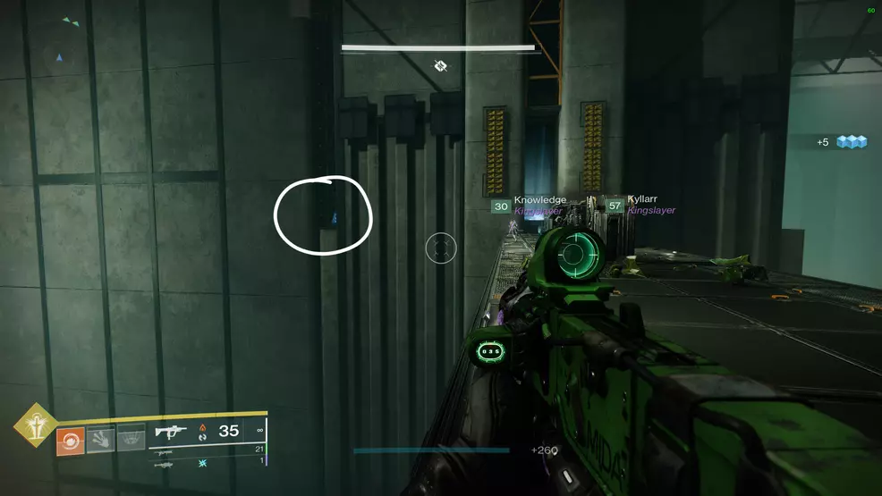 A gravity lift at the end of the jumping puzzle, the recording is circled on the left