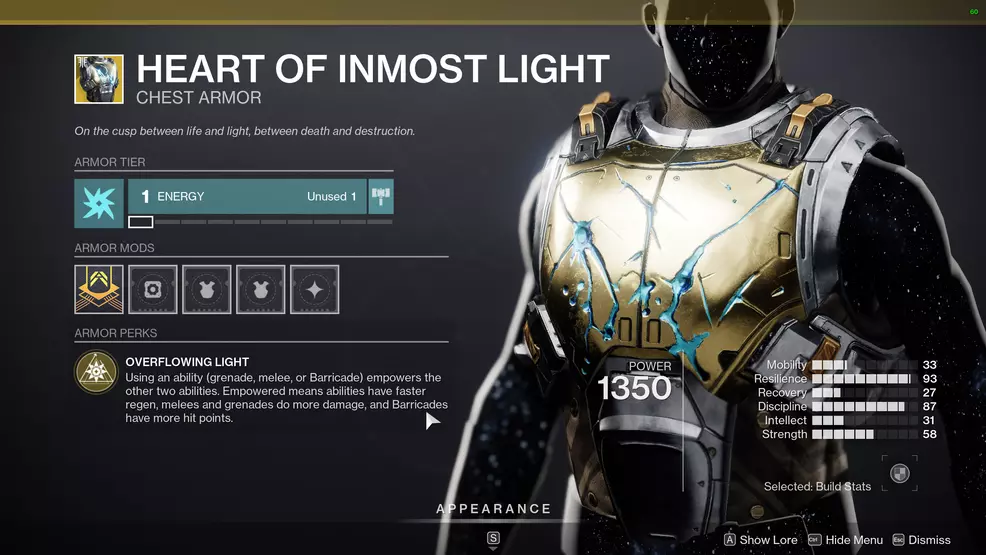 Helm of Inmost Light showing its perk