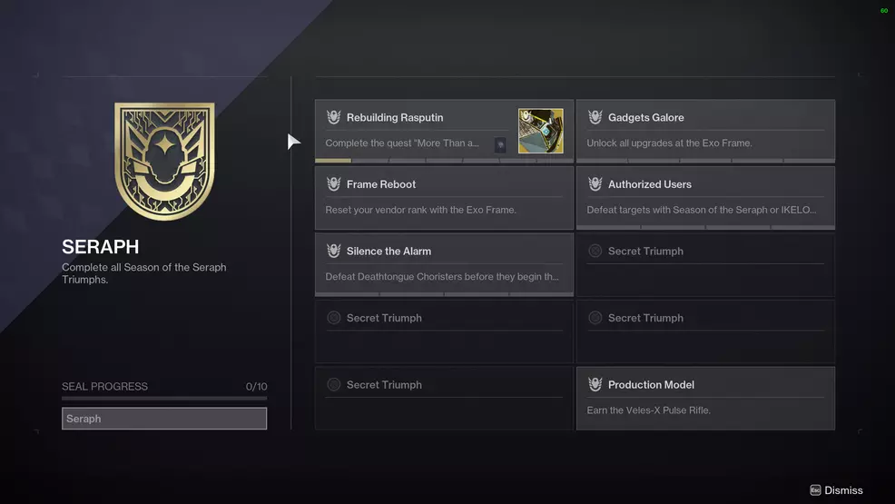 All 10 Triumphs for the Seraph Title in Destiny 2