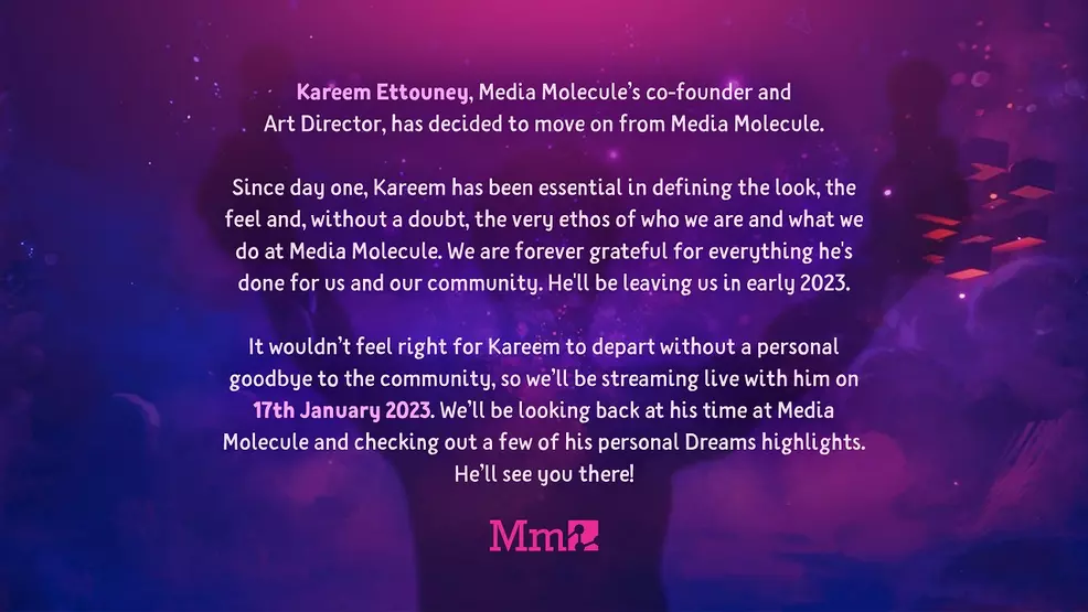 Comunicado de Media Molecule sobre la partida de Karim Atouni.