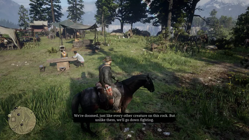 A conversation between Lenny and Hosea in Red Dead Redemption 2