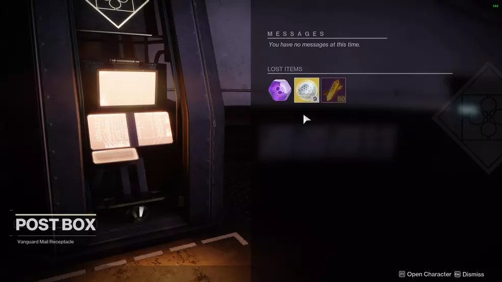 Enhancement Prisms and Ascendant Shards stored in the Postmaster