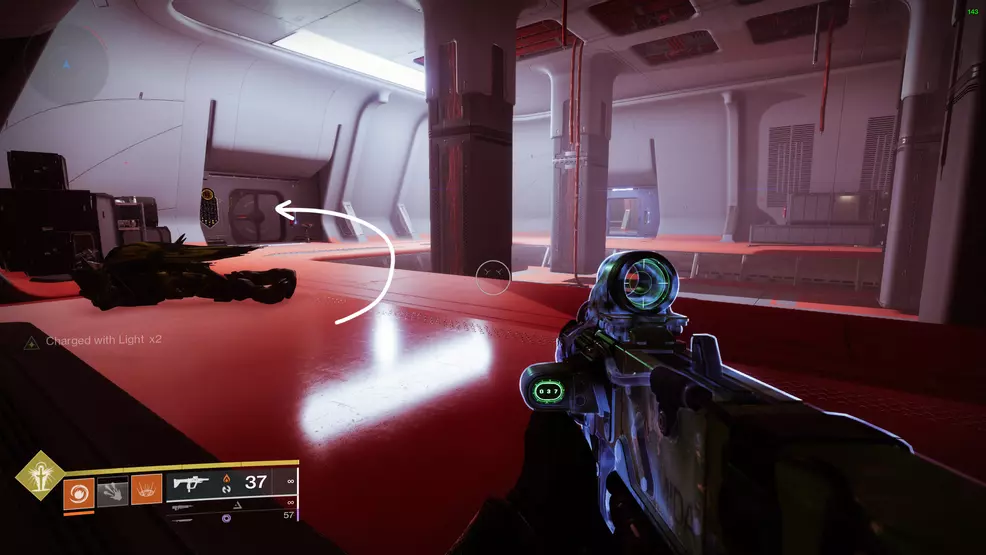 The locked door in Operation Seraph's Shield that is unlocked by destroying all security drones