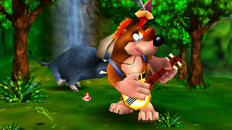 Banjo and Kazooie with a boar behind them