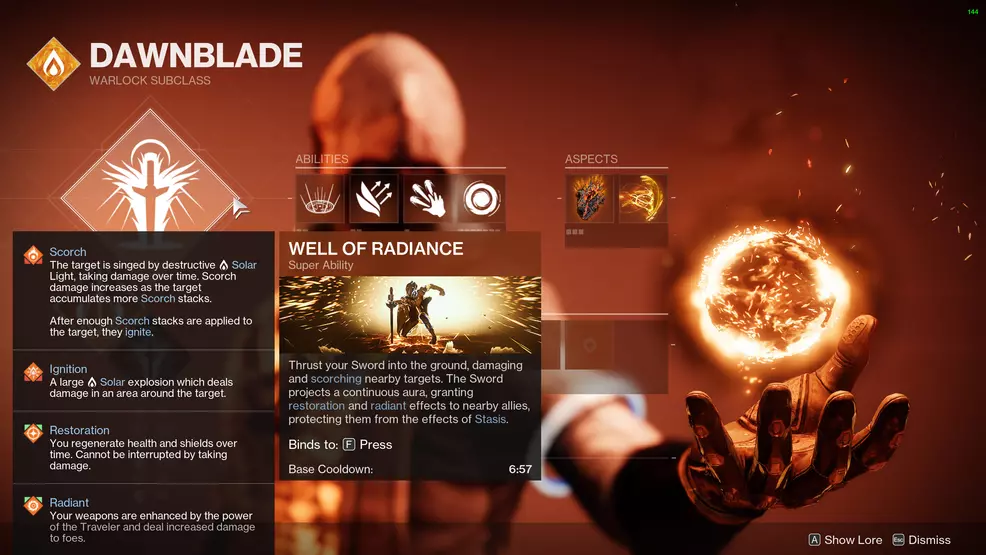 The Warlock Solar subclass Super: Well of Radiance