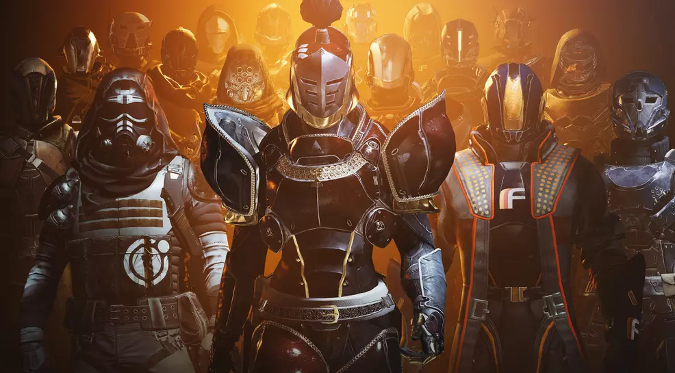 A group of powerful Guardians stand shoulder-to-shoulder