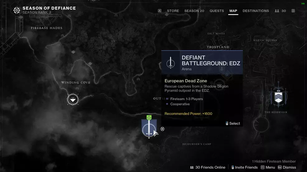 The Defiance Battleground EDZ activity on the map