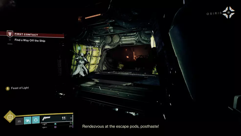 An image showing the current objective in Destiny 2: Lightfall's First Contact mission