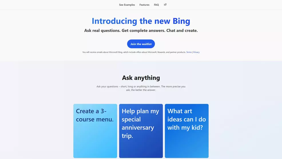 带有注册按钮的新 Bing 页面 带有注册按钮的新 Bing 页面