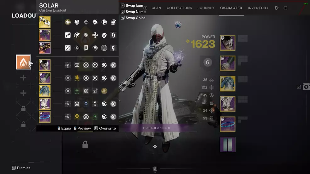 The loadout bar in Destiny 2
