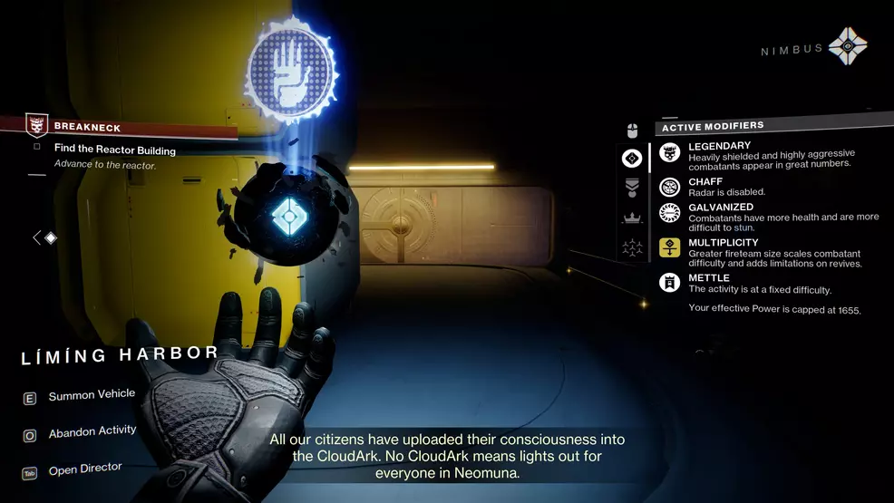 The current objective shown on screen during the Destiny 2: Lightfall campaign