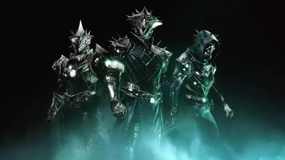 Three Destiny characters on a black background.