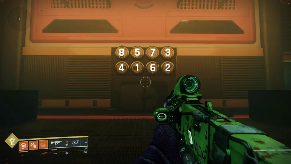 Buttons on a wall with numbers indicating the order to shoot them